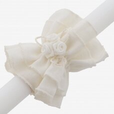 Linen baptismal candle decoration with rose