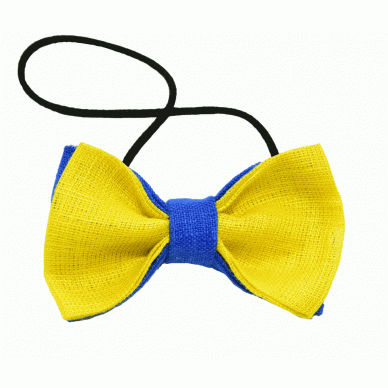 Mėlyna-geltona vaikiška peteliškė su gumyte